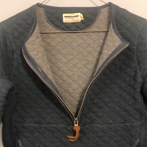 Guideboat Co. Women’s Size M Jacquard Knit J’Adore Half Zip Quilted Navy Jacket - Picture 10 of 14